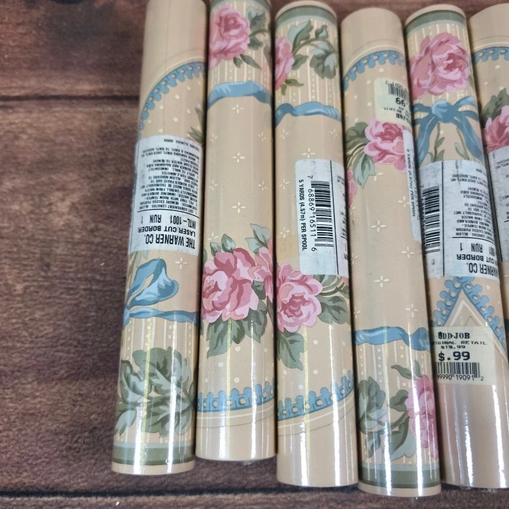 The Warner Co Wallpaper Border Home 8 Spools Beige New Floral Laser Cut 5yd